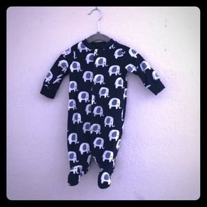 Elephant print fleece onesie